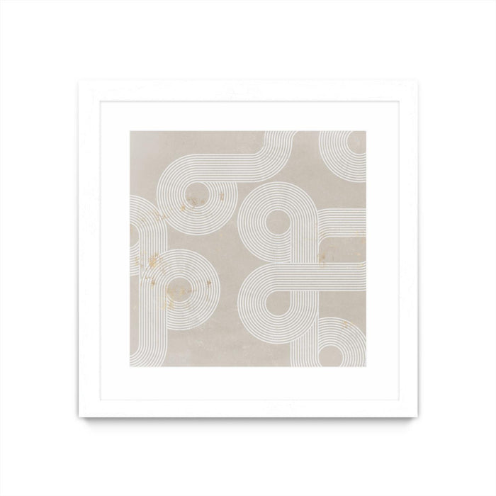 \"Fluxus I\" Matted and Framed White 30x30 Wall Art