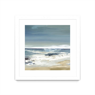 "East Coast Ii" Matted and Framed White 36x36 Wall Art