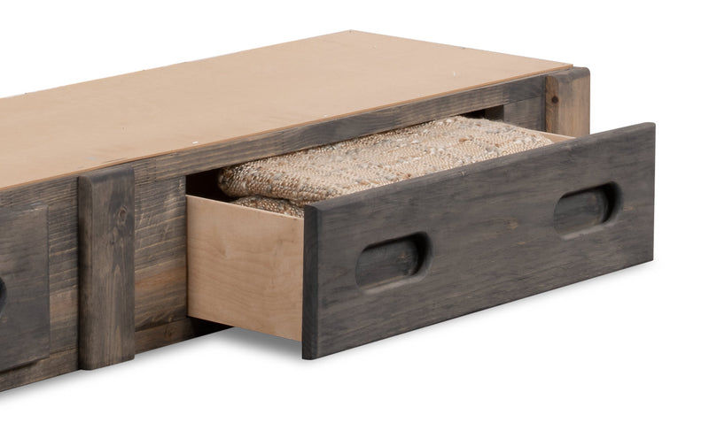 Piper 2-Drawer Under Bed Storage Trundle for Kids, Solid Pine Wood - Driftwood Grey 