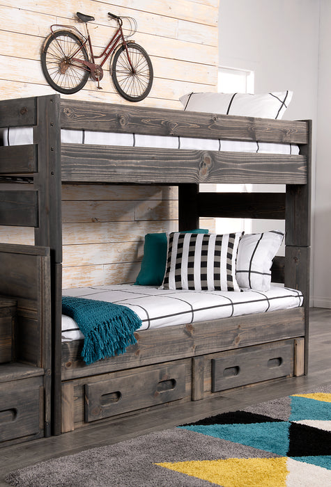 Piper 2-Drawer Under Bed Storage Trundle for Kids, Solid Pine Wood - Driftwood Grey 