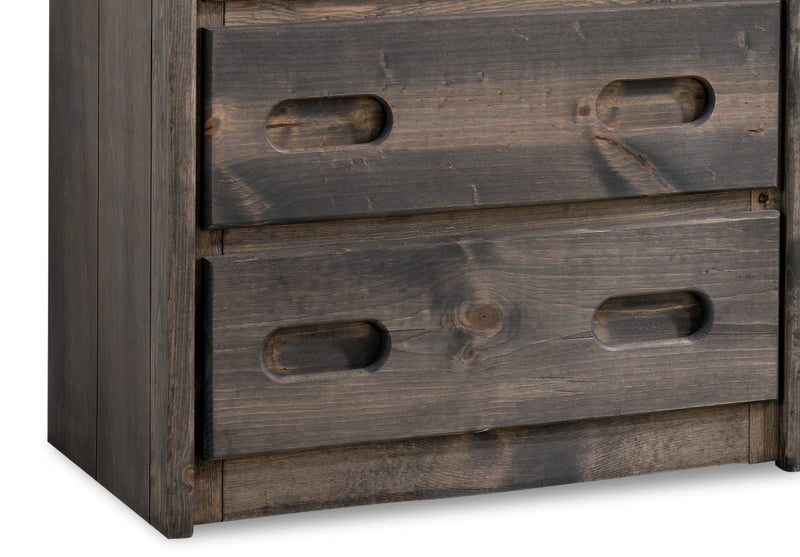 Piper 4-Drawer Bedroom Chest for Kids, 32.5\"W, Solid Pine Wood - Driftwood Grey