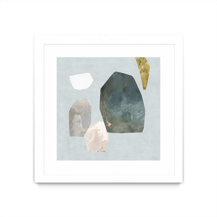 \"Assembly I\" Matted and Framed White 36x36 Wall Art