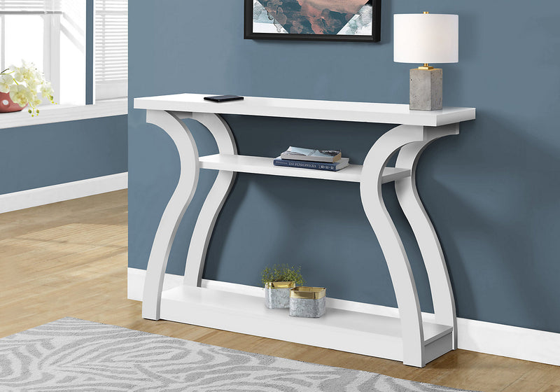 Quinn 47.25\" Sofa Table with Shelf - White & Gold