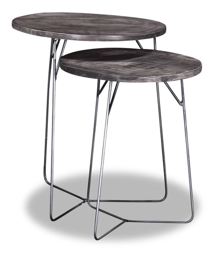 Remmi 18" 2-Pack Nesting Accent Tables - Sand grey and gun metal grey 