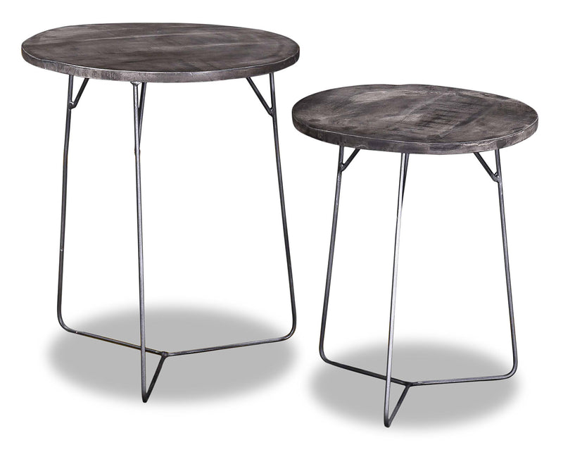 Remmi 18\" 2-Pack Nesting Accent Tables - Sand grey and gun metal grey 