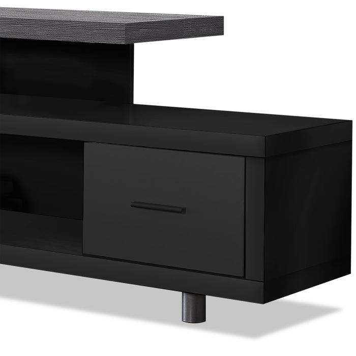 Rene 60\" Modern TV Stand with Storage and Cable Management for TVs up to 65\"- Black