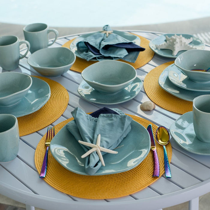 Ryo 16-Piece Dinnerware Set - Aqua