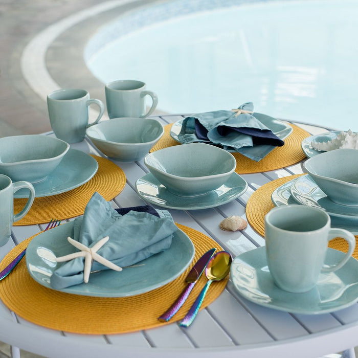 Ryo 16-Piece Dinnerware Set - Aqua