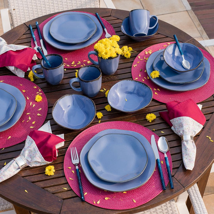 Ryo 16-Piece Dinnerware Set - Blue