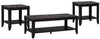 Roma  47.5\" 3-Pack Coffee + 2 End Tables with Shelf - Black Marble Look