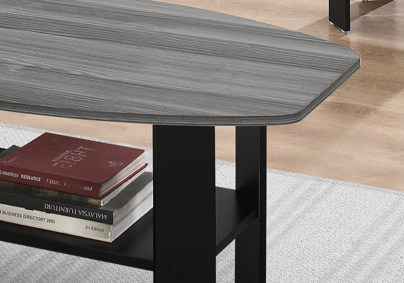 Rosario 35.5\" Modern 3-Pack Coffee + 2 End Tables with Shelf - Grey and Black 