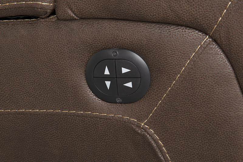 Ross 83\" Faux Suede Fabric Power Reclining Sofa with Power Headrests and Fold-Down Console - Chocolate Brown