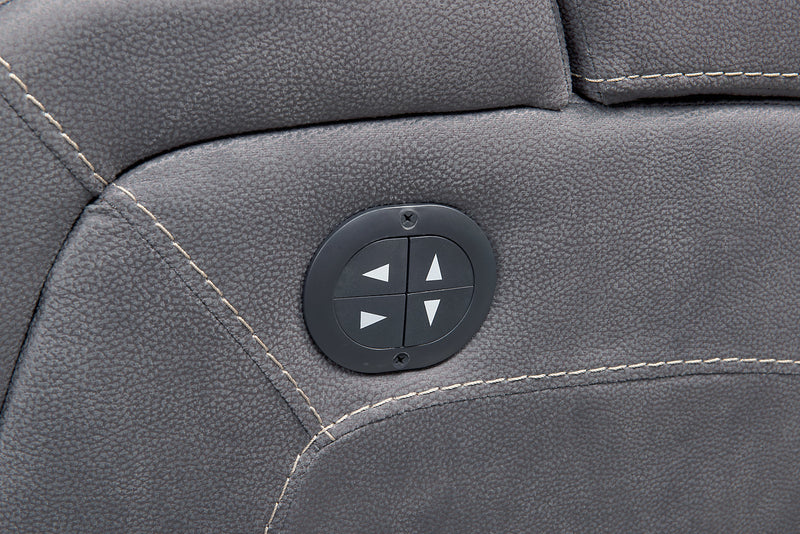 Ross 36\" Faux Suede Fabric Power Reclining Chair with Power Headrest and Dual Cupholders - Pewter Grey