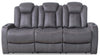 Ross 83\" Faux Suede Fabric Power Reclining Sofa with Power Headrests and Fold-Down Console - Pewter Grey