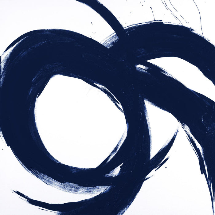 \"Navy Circular Strokes Ii\" Giant Art 54x54 Wall Art