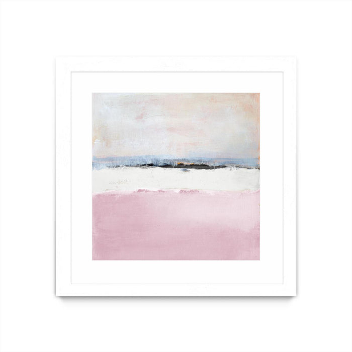 \"Pink Sea Abstract\" Matted and Framed White 36x36 Wall Art
