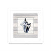 \"Muted Blue Sea Conch On Wood\" Matted and Framed White 30x30 Wall Art