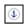 \"Blue Nautical Circle I\" Matted and Framed Black 30x30 Wall Art