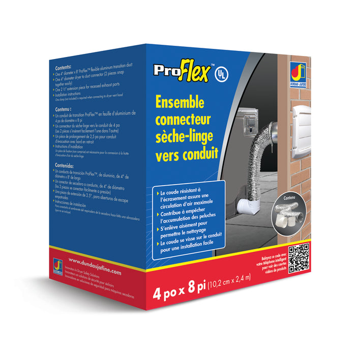 Dundas Jafine ProFlex™ Dryer-to-Duct Connector Kit and 4\" Metal Worm Gear Clamps Package