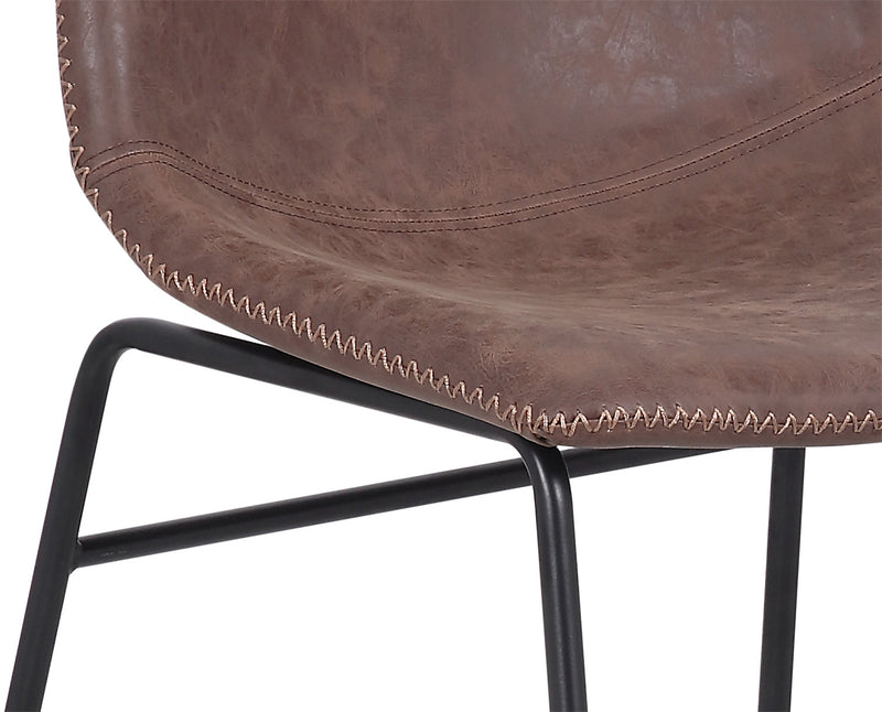 Tess Dining Chair with Leather-Look Fabric, Metal - Brown