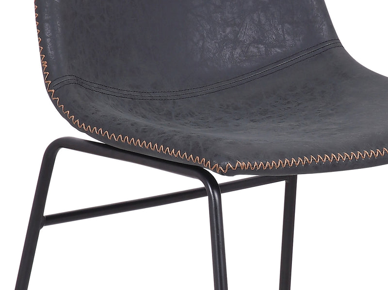 Tess Dining Chair with Leather-Look Fabric, Metal - Grey