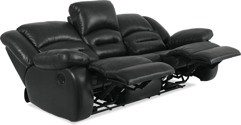 Toreno 86\" Genuine Leather Power Reclining Sofa - Black