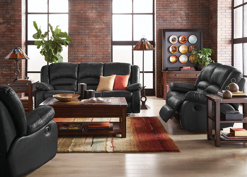 Toreno 86\" Genuine Leather Power Reclining Sofa - Black