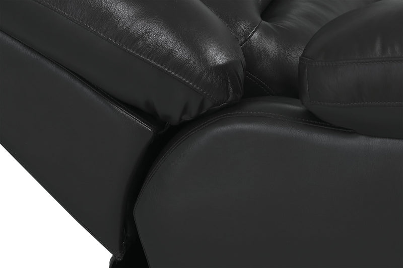 Toreno 64\" Genuine Leather Reclining Loveseat - Black