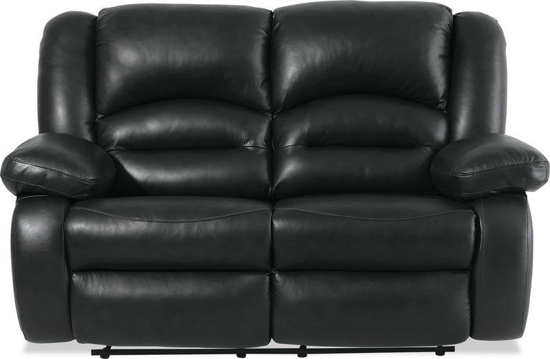 Toreno 64\" Genuine Leather Reclining Loveseat - Black