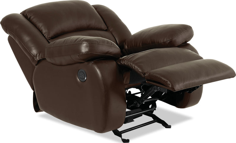 Toreno 42\" Genuine Leather Power Reclining Chair - Brown