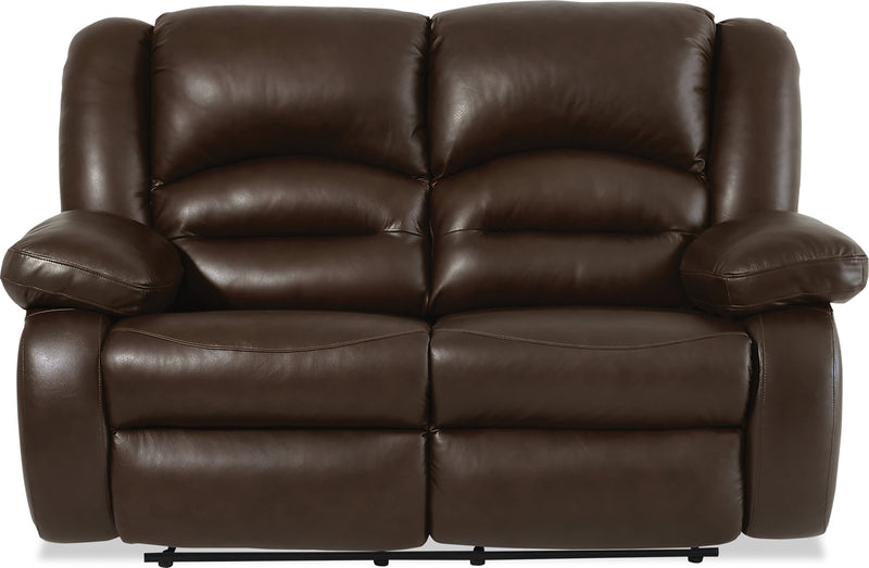Toreno 64\" Genuine Leather Power Reclining Loveseat - Brown