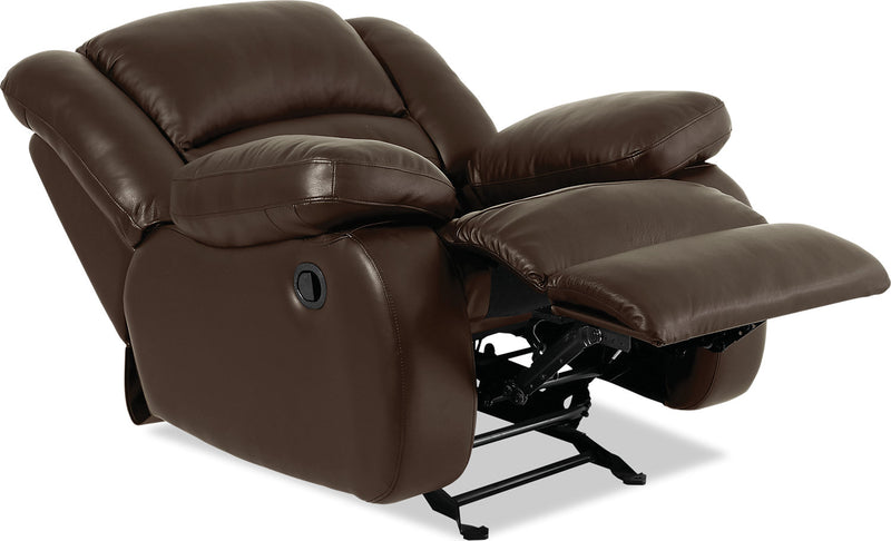 Toreno 42\" Genuine Leather Rocker Reclining Chair - Brown