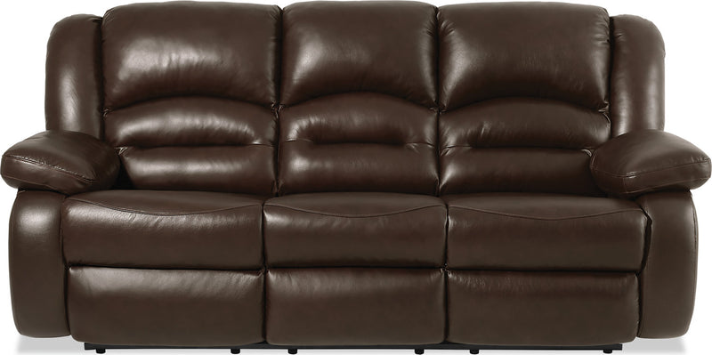 Toreno 86\" Genuine Leather Reclining Sofa - Brown