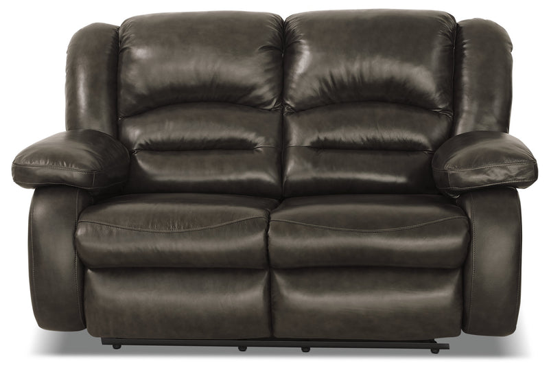Toreno 64\" Genuine Leather Power Reclining Loveseat - Grey