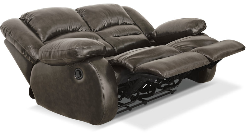 Toreno 64\" Genuine Leather Reclining Loveseat - Grey