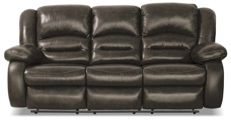 Toreno 86\" Genuine Leather Reclining Sofa - Grey
