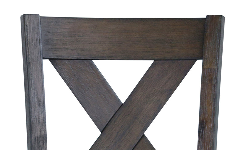 Tribeca Counter-Height Dining Chair with Vegan-Leather Fabric, Cross-Back - Grey/Brown