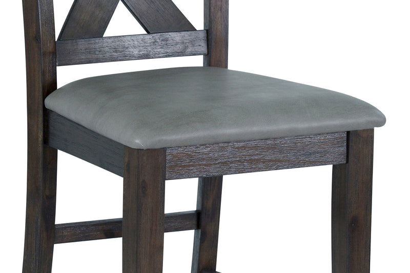 Tribeca Counter-Height Dining Chair with Vegan-Leather Fabric, Cross-Back - Grey/Brown