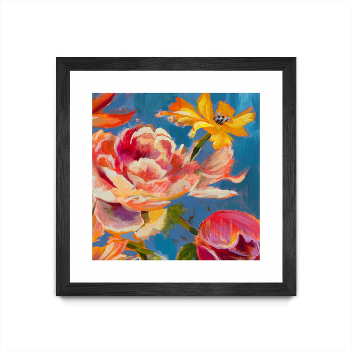\"Spring Bouquet V31\" Matted and Framed Black 36x36 Wall Art