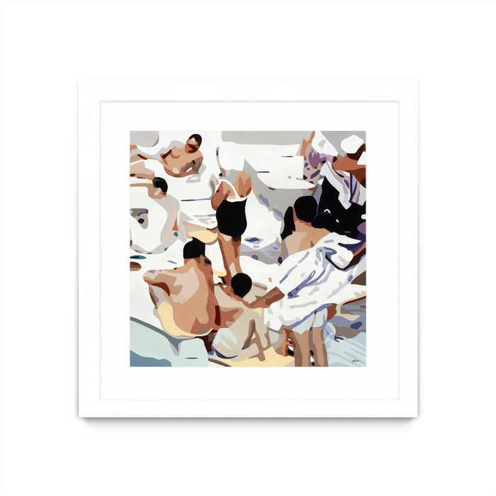 \"Tammy & Greg's Pool Party\" Matted and Framed White 36x36 Wall Art