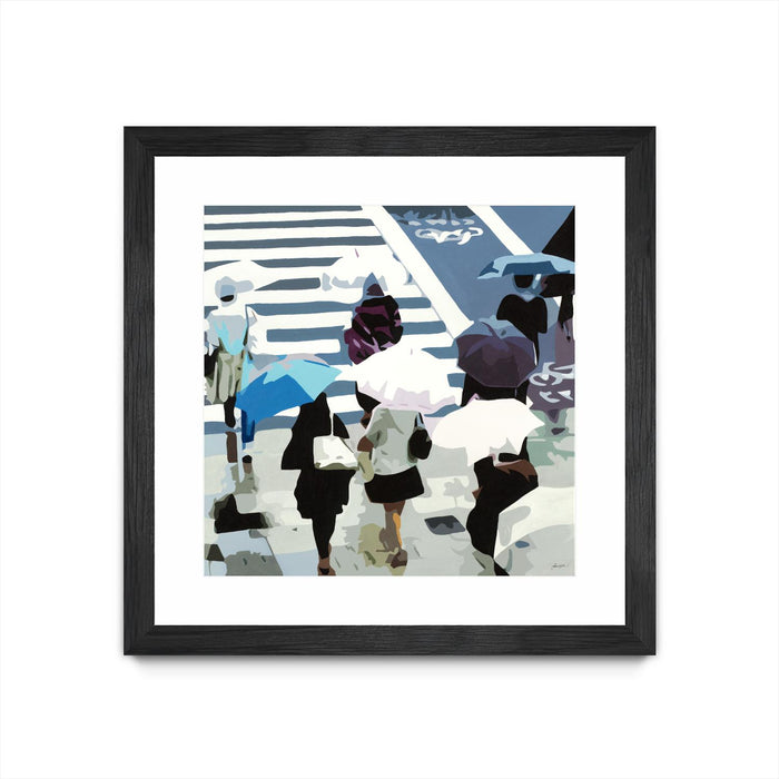 \"April Showers\" Matted and Framed Black 36x36 Wall Art