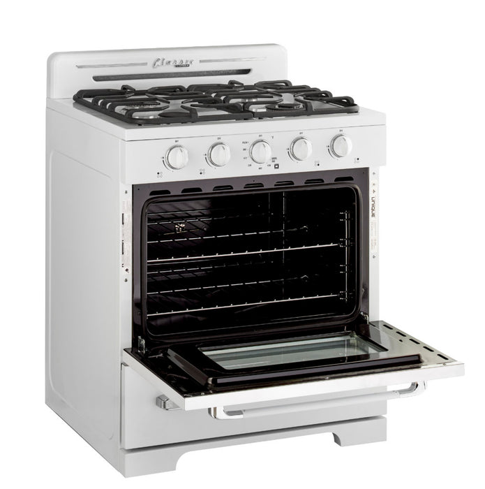 Off-Grid Classic Retro by Unique 30” Propane Range with Battery Ignition - UGP-30CR OF1 W