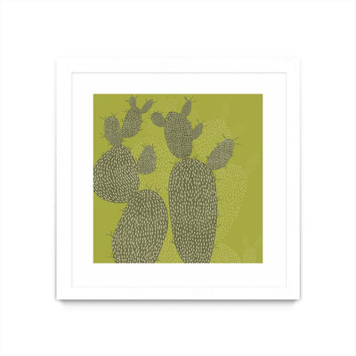 "Opuntia I" Matted and Framed White 30x30 Wall Art
