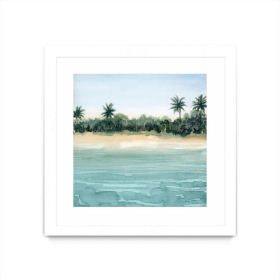 "Paradis Ii" Matted and Framed White 36x36 Wall Art