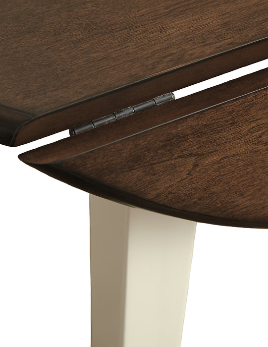 Woodanville Drop-Leaf Dining Table, 40.5\"W Round - Two Tone White & Brown