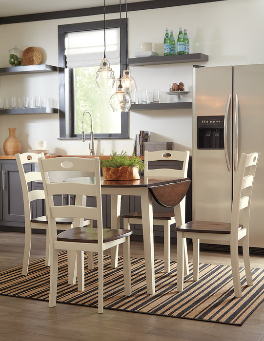 Woodanville Drop-Leaf Dining Table, 40.5\"W Round - Two Tone White & Brown