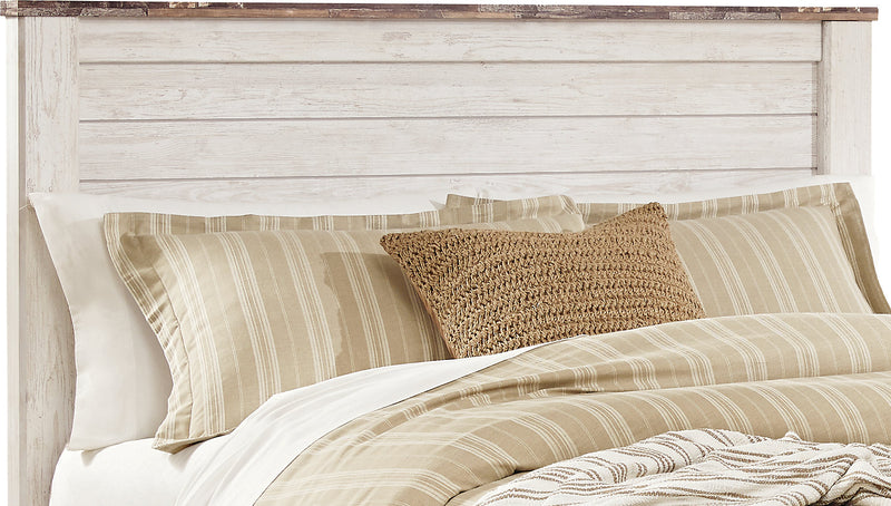 Willowton 5pc Bedroom Set with Bed, Dresser & Mirror, Whitewash - Queen Size