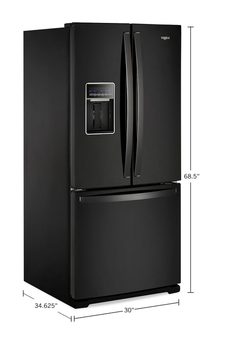 Whirlpool 30\" 20 Cu. Ft. French-Door Refrigerator - Black - WRF560SEHB