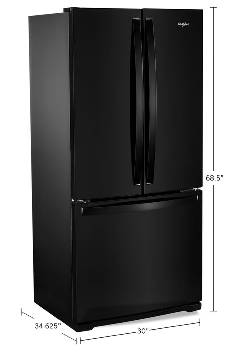 Whirlpool 30\" 20 Cu. Ft. French-Door Refrigerator - Black - WRF560SMHB