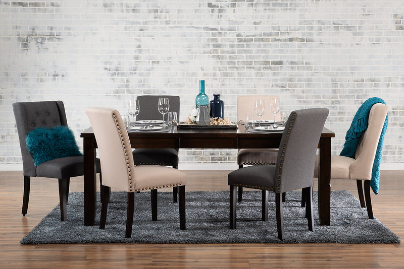 York Dining Chair with Linen-Look Fabric & Nailhead Trim - Grey